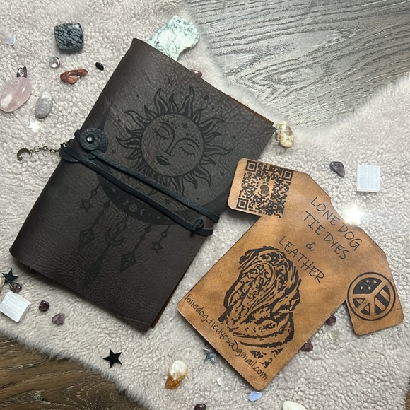 Hand Crafted Hand Made Laser engraved Leather Journal with Sun and Moon Design - Picture 12 of 12